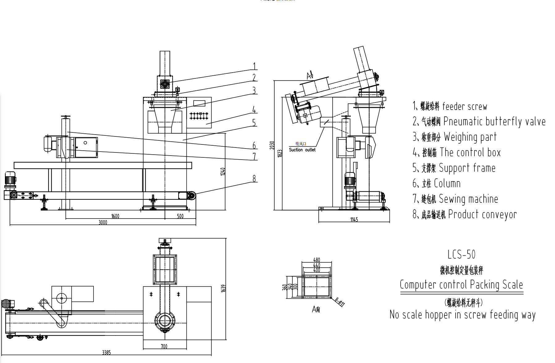 No Scale Hopper in Screw Feeding Way Packing Scale of Quantitative Feed Packaging Machine